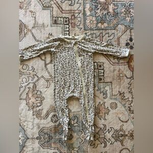 Quincy Mae Cream and Brown Floral Footie